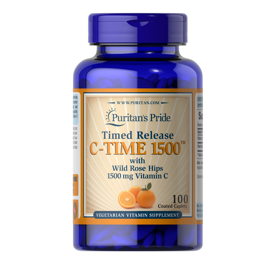 Puritan's Pride Vitamin C-1500 mg with Rose Hips Timed Release / 100 Caplets Puritan's Pride Vitamin C-1500 mg with Rose Hips Timed Release / 100 Caplets