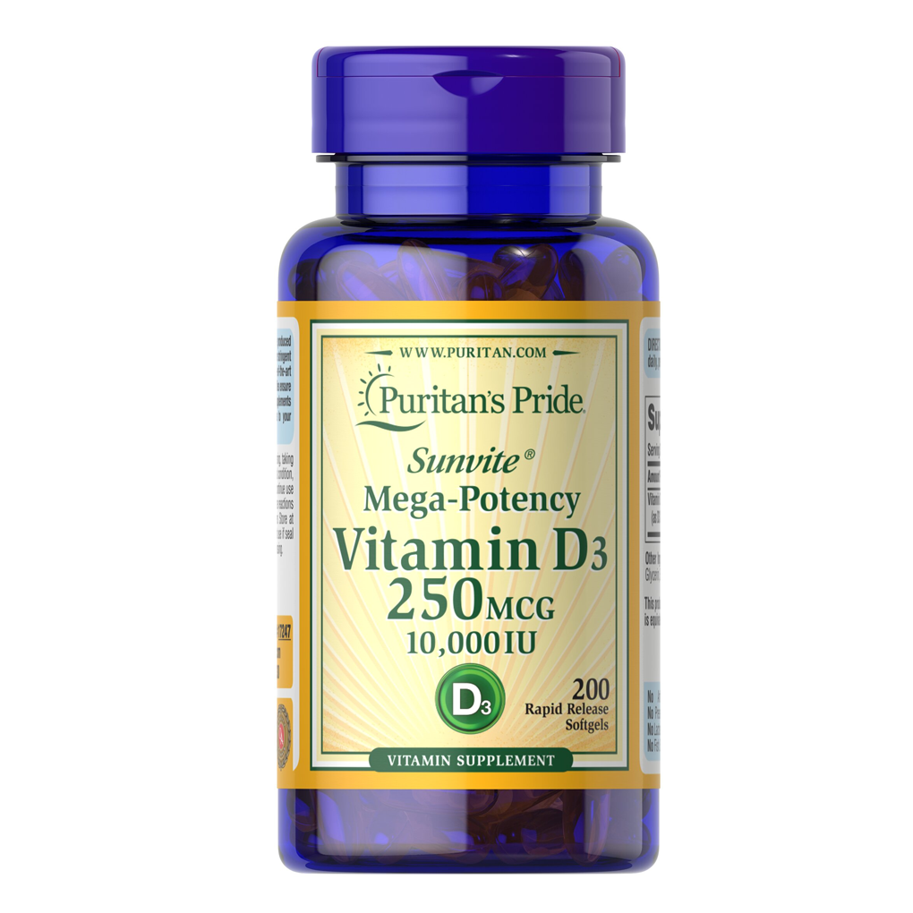 Puritan's Pride Vitamin D3  250 mcg (10,000 IU) / 200 Softgels