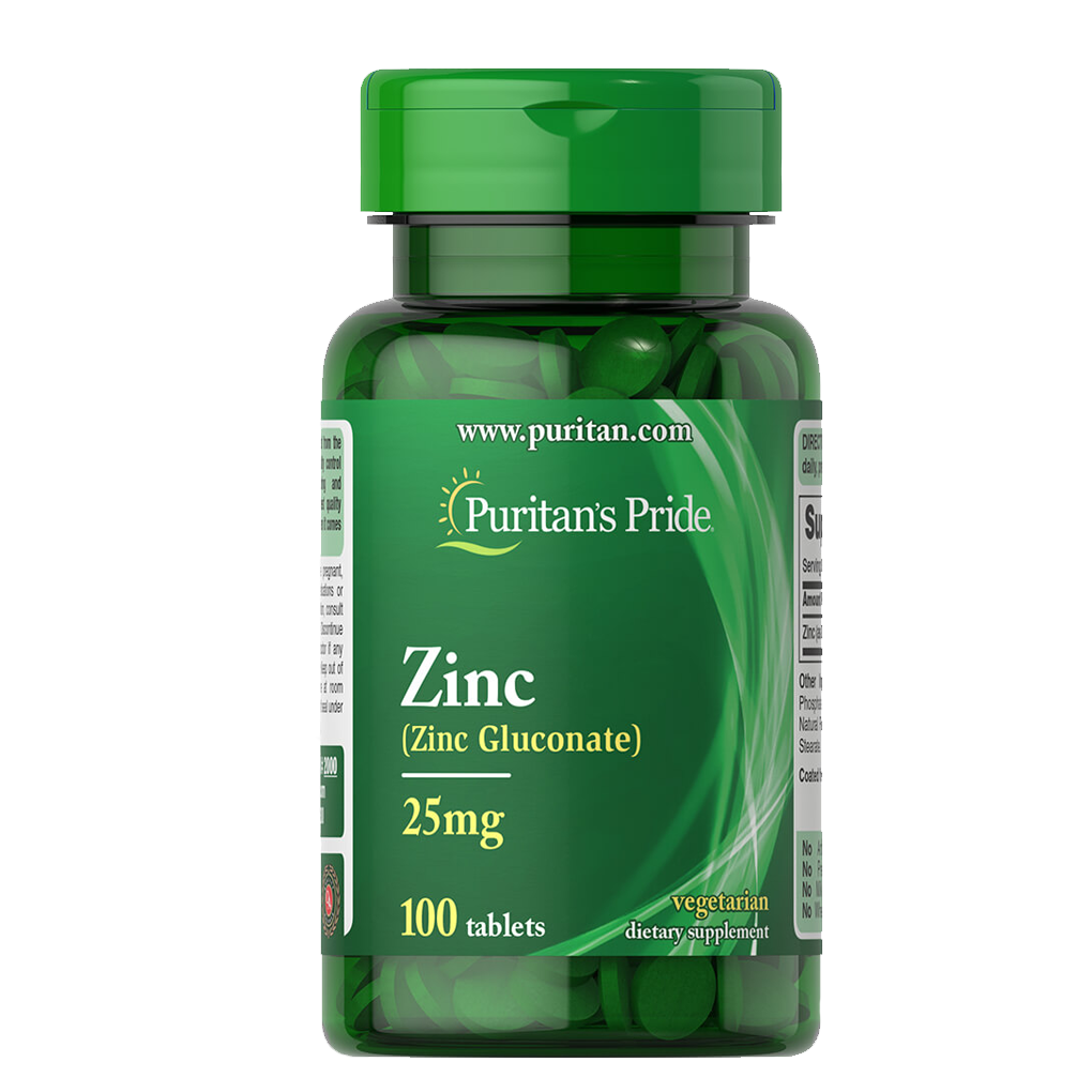 Puritan's Pride Zinc Chelate (Zinc Gluconate) 25 mg / 100 Tablets