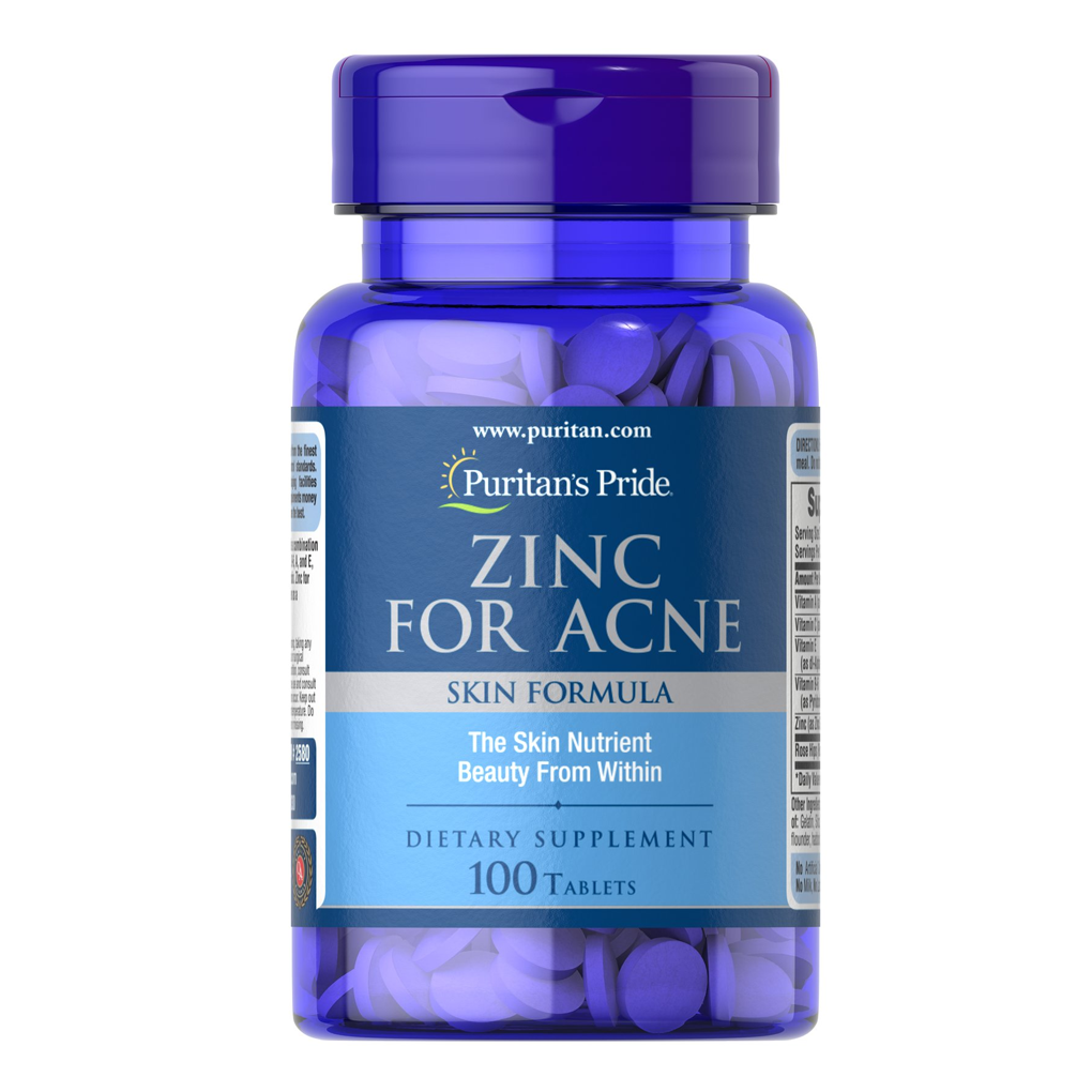 Puritan's Pride Zinc for Acne / 100 Tablets Puritan's Pride Zinc for Acne / 100 Tablets