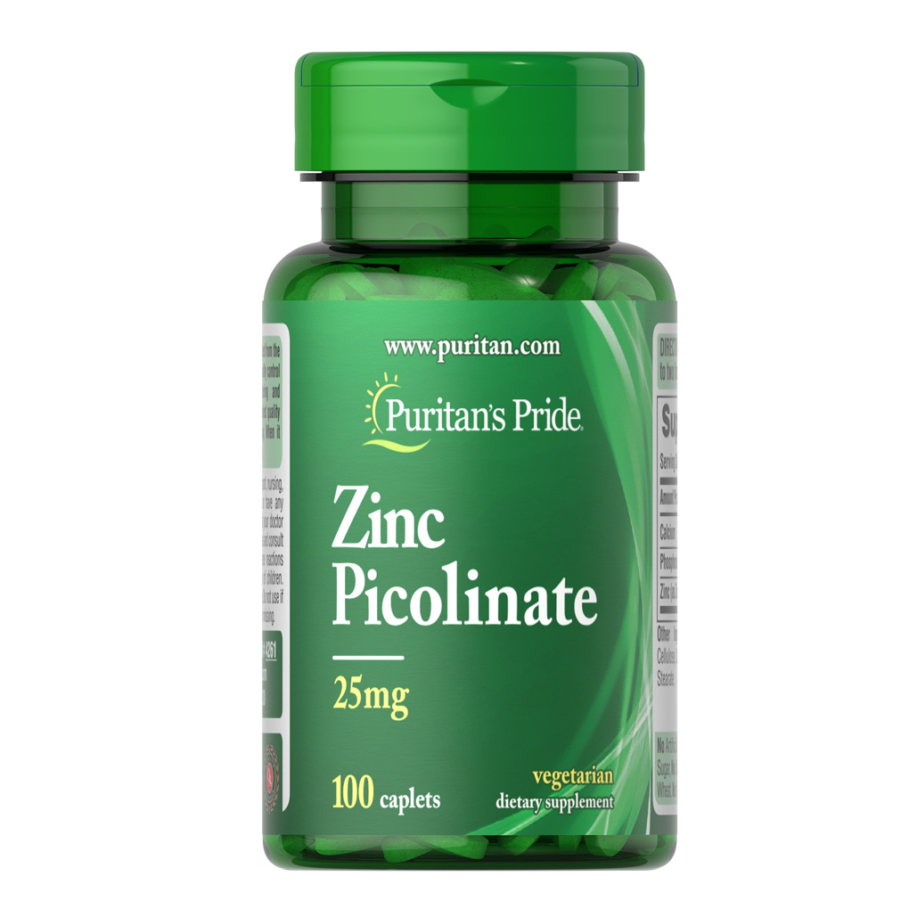 Puritan's Pride Zinc Picolinate 25 mg ( With Calcium&Phosphorus) / 100 Caplets Puritan's Pride Zinc Picolinate 25 mg ( With Calcium&Phosphorus) / 100 Caplets