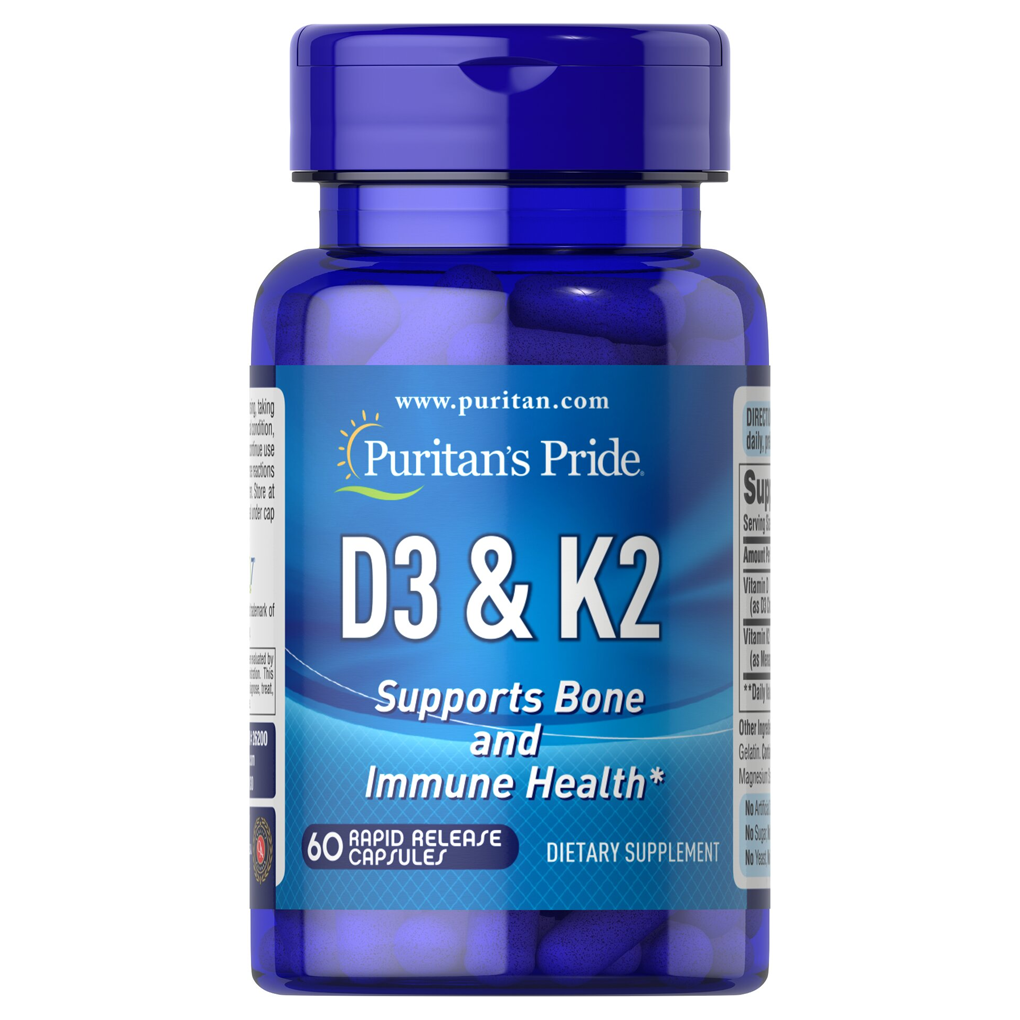 Puritan's Pride  Vitamin D3 & K2 / 60 Capsules