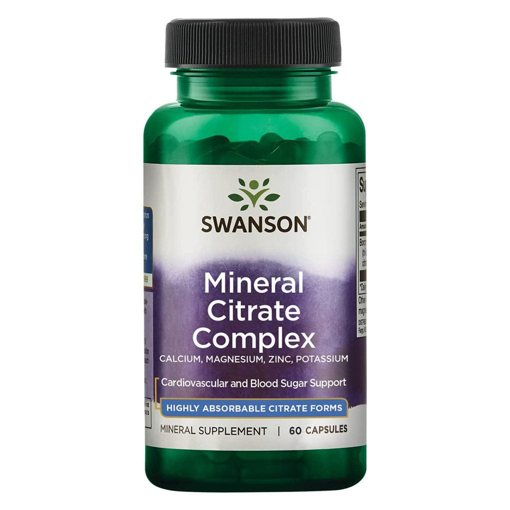 Swanson Ultra Mineral Citrate Complex - Calcium,Magnesium, Zinc,Potassium /60 Capsules