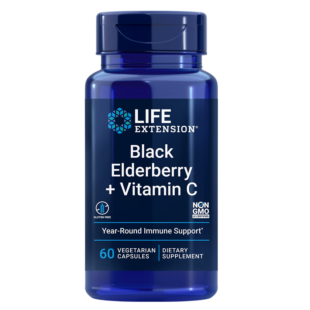 Life Extension Black Elderberry + Vitamin C / 60 Vegetarian Capsules