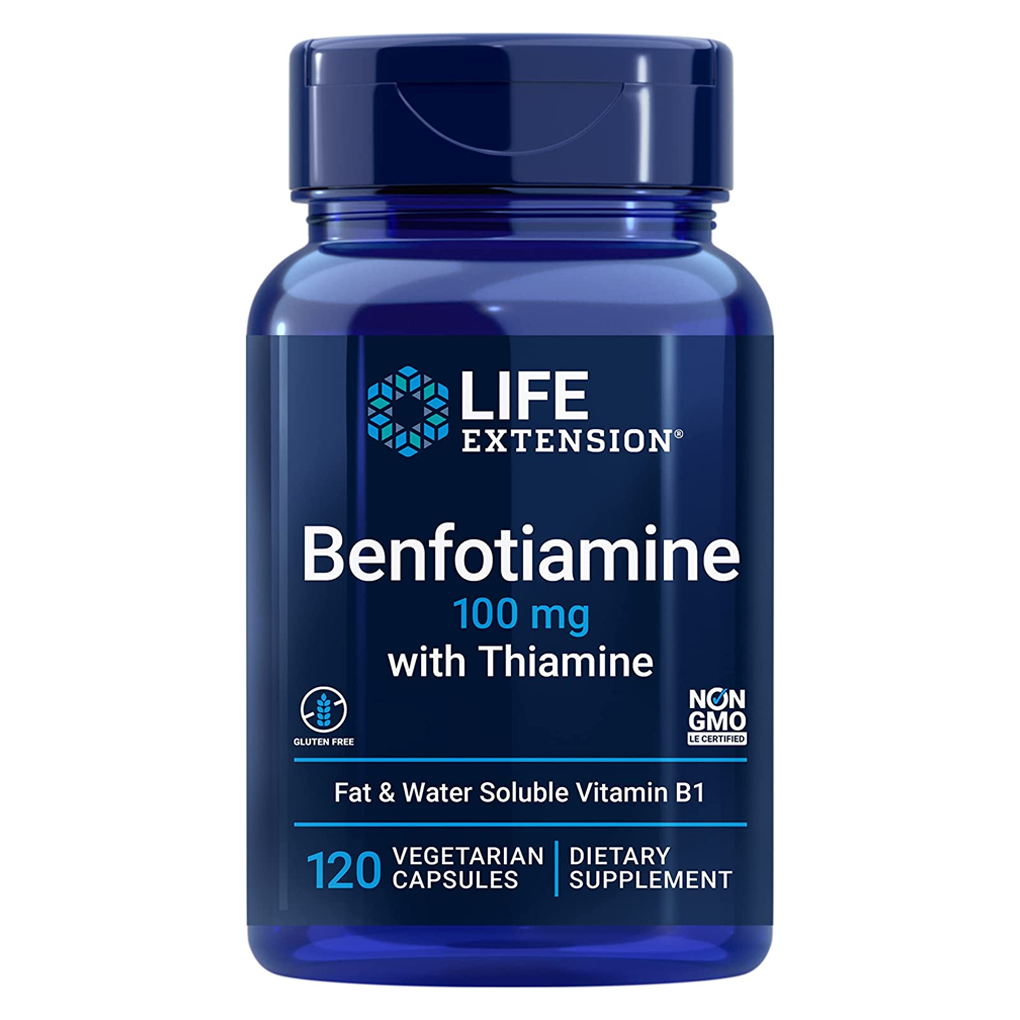 Life Extension  Benfotiamine with Thiamine 100 mg / 120 Vegetarian Capsules