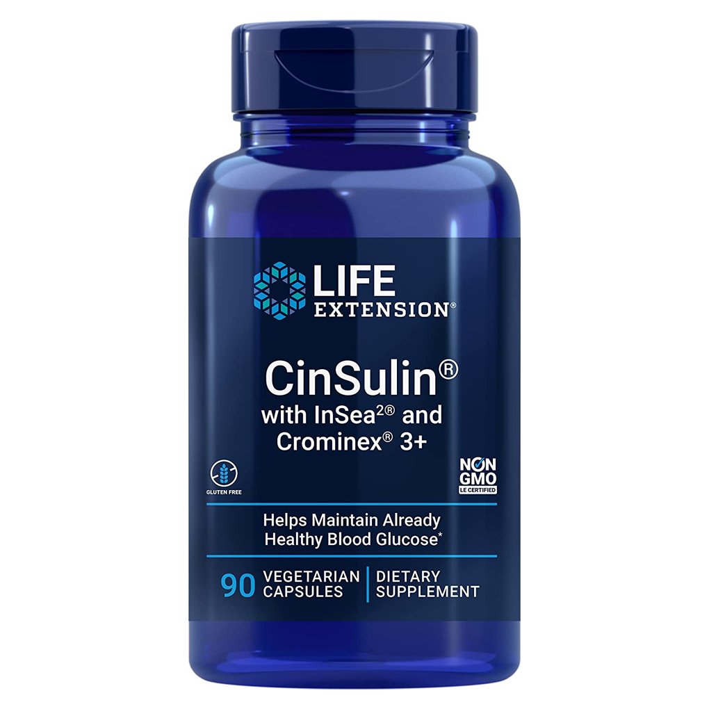 Life Extension  CinSulin® with InSea2® and Crominex® 3+ / 90 Vegetarian Capsules