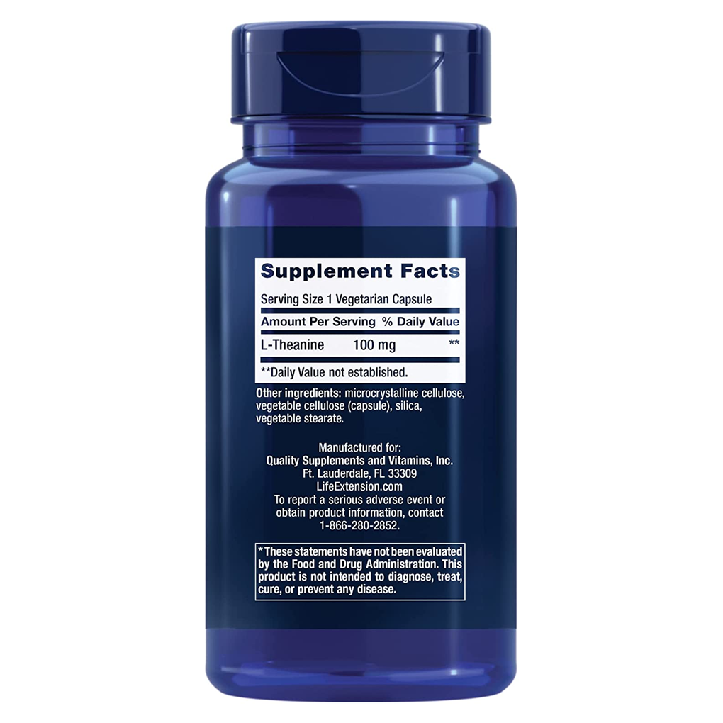 Life Extension L-Theanine 100 mg / 60 Vegetarian Capsules Life Extension L-Theanine 100 mg / 60 Vegetarian Capsules