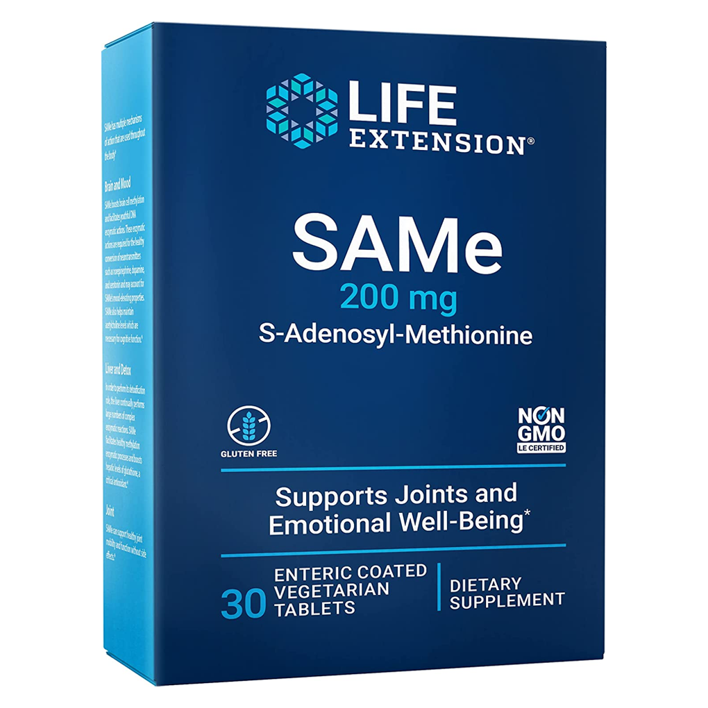 Life Extension  SAMe (S-Adenosyl-Methionine) 400 mg / 60 Enteric-Coated Vegetarian Tablets