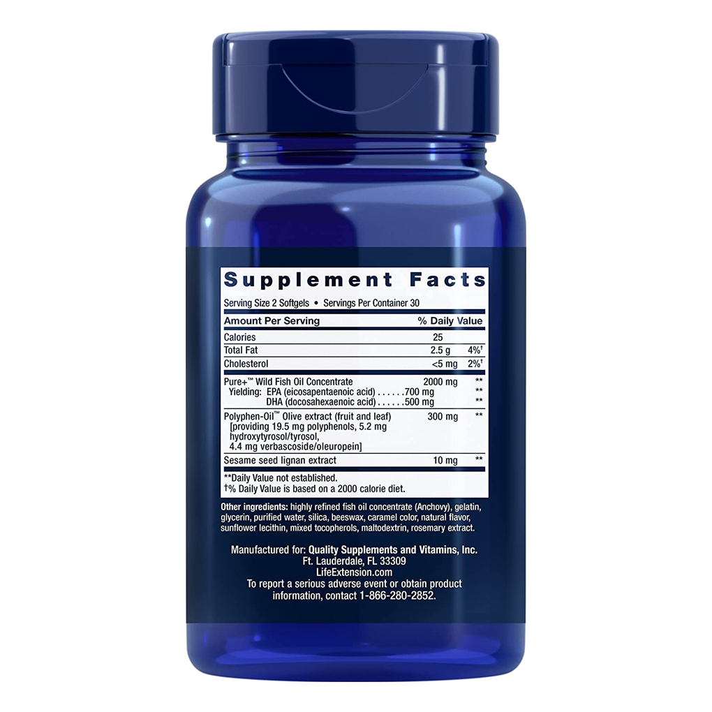 Life Extension Super Omega-3 EPA/DHA Fish Oil, Sesame Lignans & Olive Extract / 60 Softgels Life Extension Super Omega-3 EPA/DHA Fish Oil, Sesame Lignans & Olive Extract / 60 Softgels