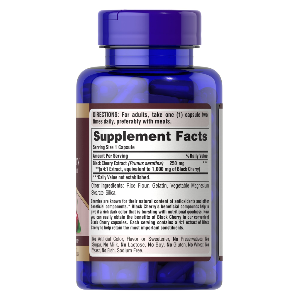 Puritan's Pride Black Cherry Extract 1000 mg / 200 Capsules Puritan's Pride Black Cherry Extract 1000 mg / 200 Capsules