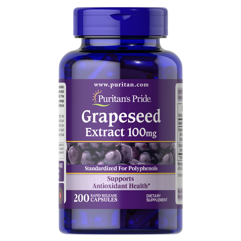 Puritan's Pride Grapeseed Extract 100 mg / 200 Capsules Puritan's Pride Grapeseed Extract 100 mg / 200 Capsules