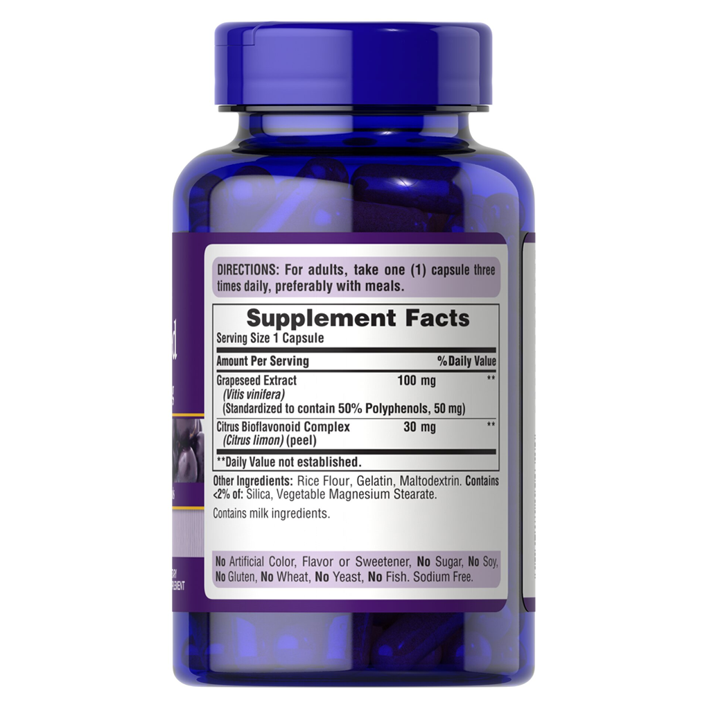 Puritan's Pride Grapeseed Extract 100 mg / 200 Capsules Puritan's Pride Grapeseed Extract 100 mg / 200 Capsules