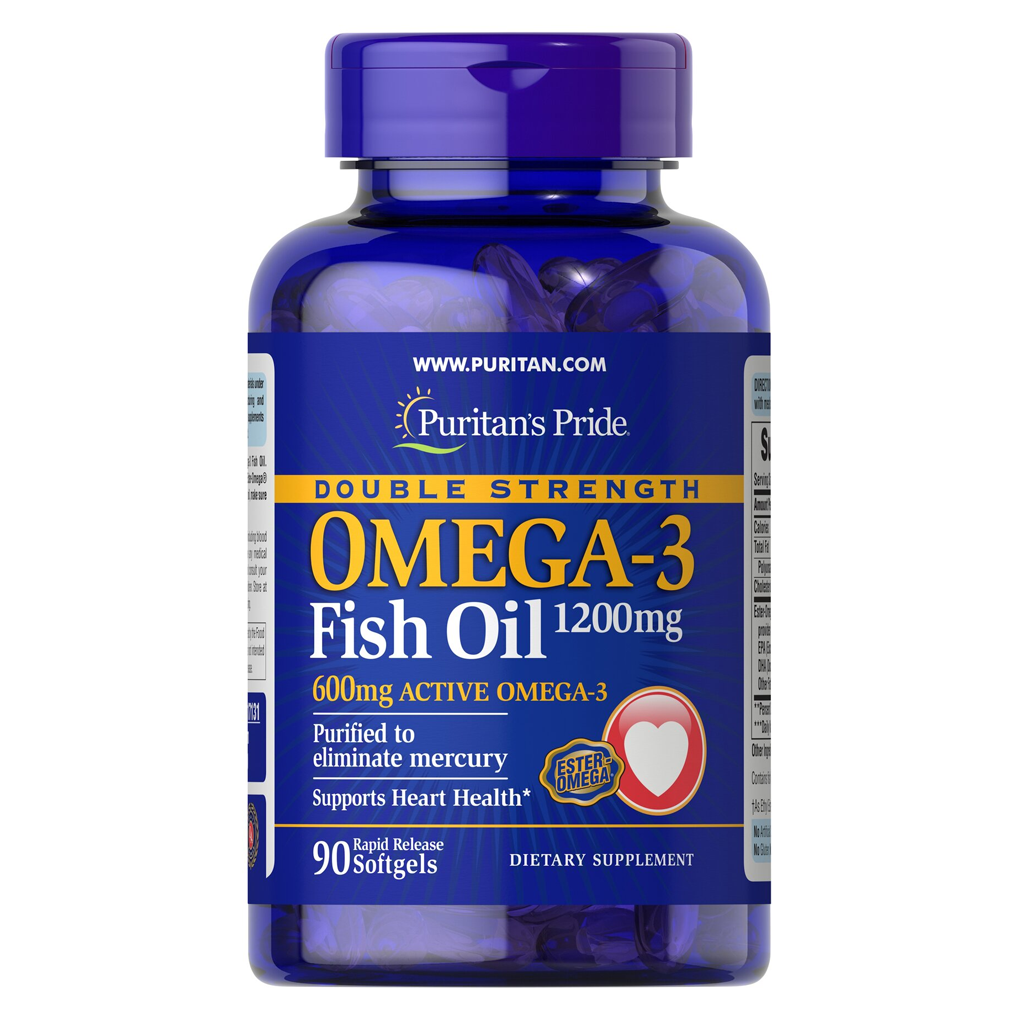 Puritan’s Pride Double Strength Omega-3 Fish Oil 1200 mg/600 mg Omega-3 / 90 Softgels Puritan’s Pride Double Strength Omega-3 Fish Oil 1200 mg/600 mg Omega-3 / 90 Softgels