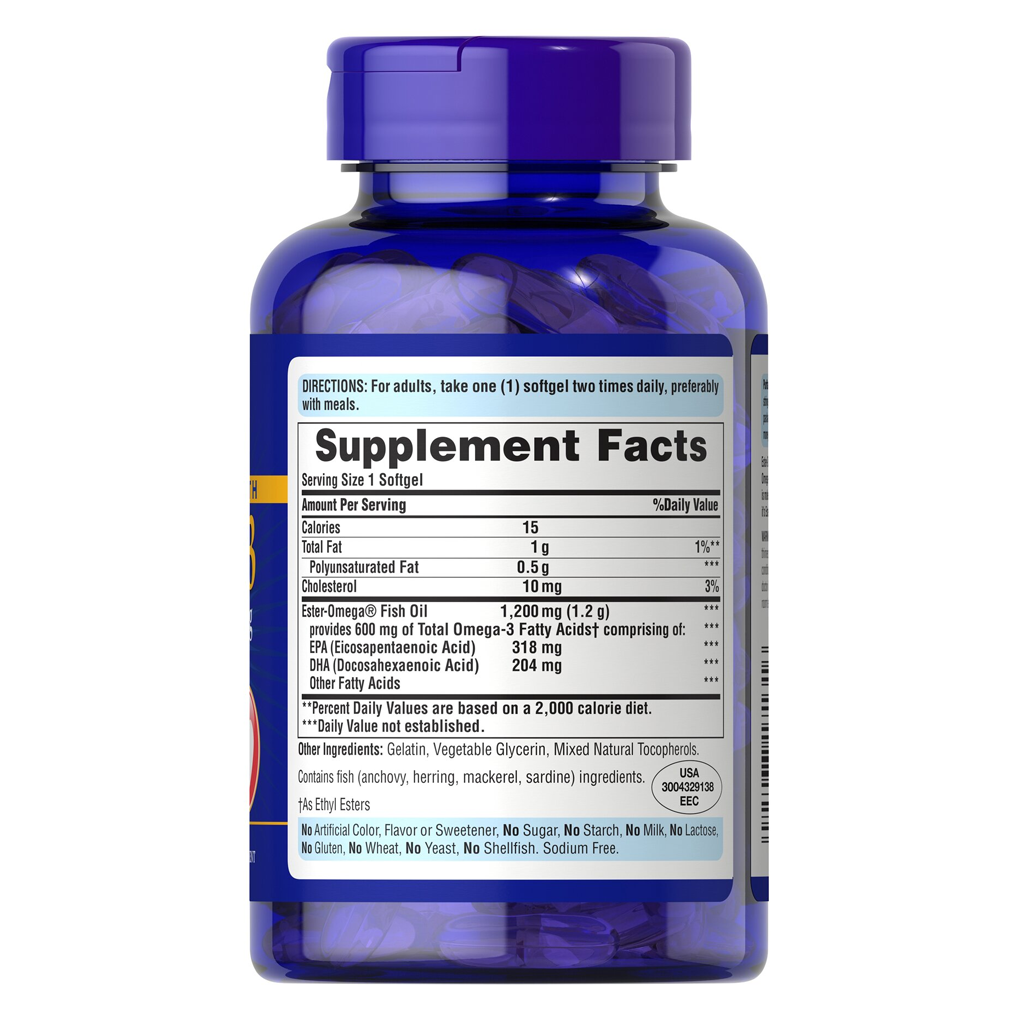 Puritan’s Pride Double Strength Omega-3 Fish Oil 1200 mg/600 mg Omega-3 / 90 Softgels Puritan’s Pride Double Strength Omega-3 Fish Oil 1200 mg/600 mg Omega-3 / 90 Softgels
