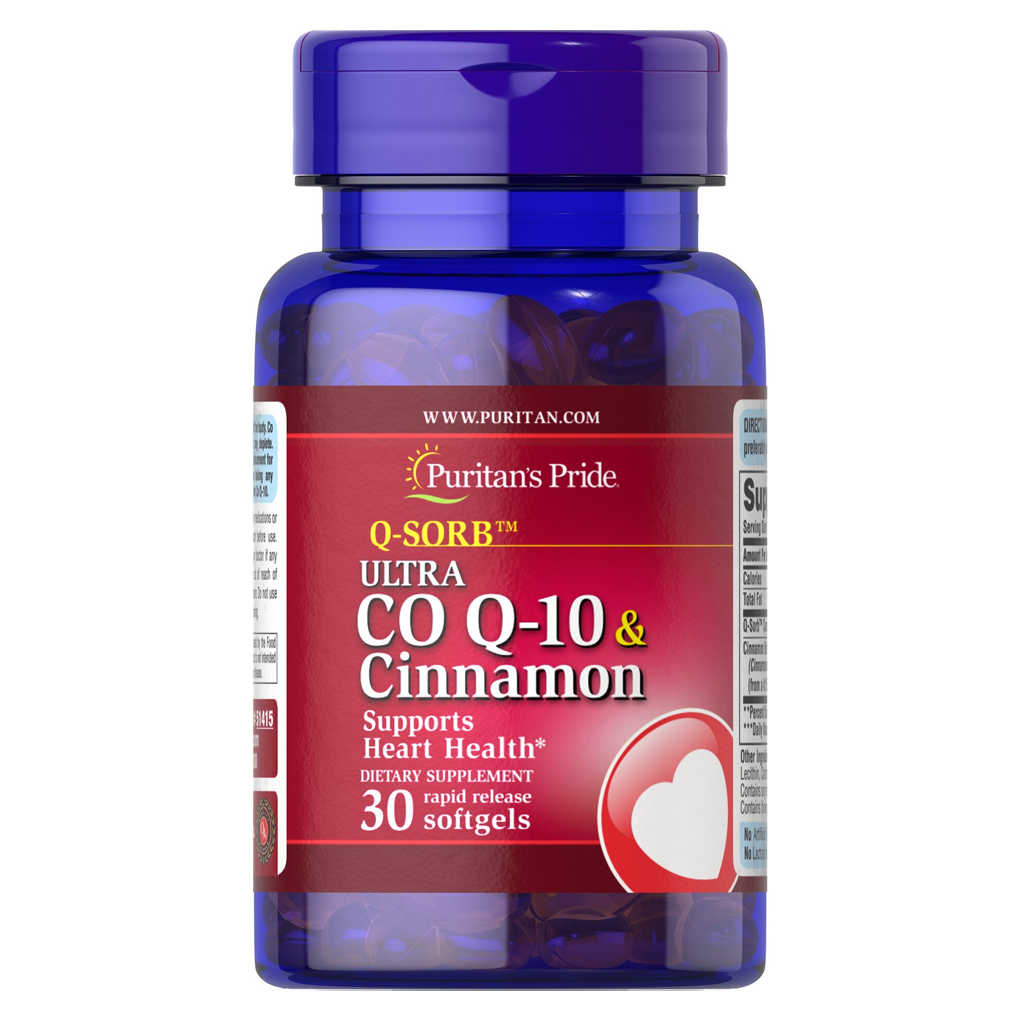 Puritan's Pride Q-SORB™ Ultra Co Q-10 200 mg & Cinnamon 1000 mg /  30 Rapid Release Softgels