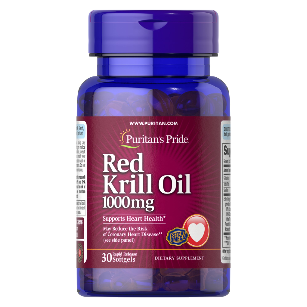 Puritan's Pride Red Krill Oil 1000 mg (170 mg Active Omega-3) / 30 Softgels