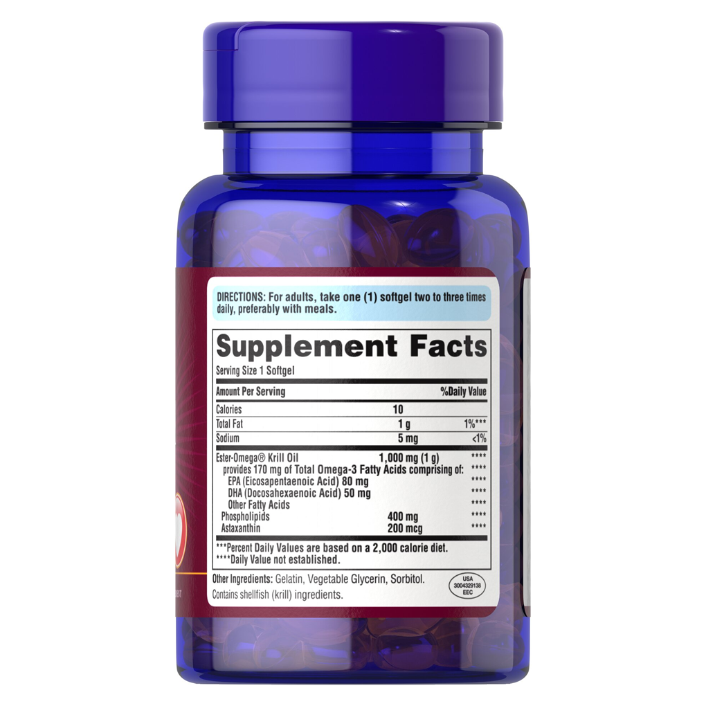 Puritan's Pride Red Krill Oil 1000 mg (170 mg Active Omega-3) / 30 Softgels Puritan's Pride Red Krill Oil 1000 mg (170 mg Active Omega-3) / 30 Softgels