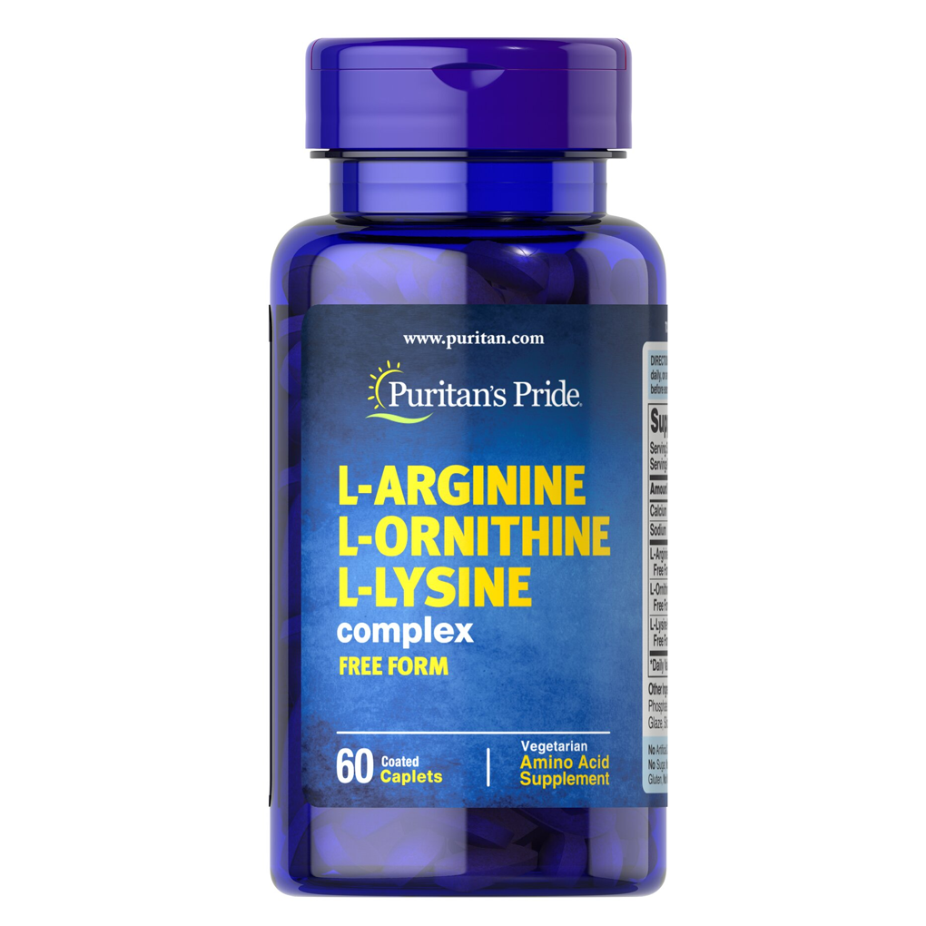 Puritan’s Pride Tri-Amino Acid L-Arginine Â· L-Ornithine Â· L-Lysine (60 Tablets)