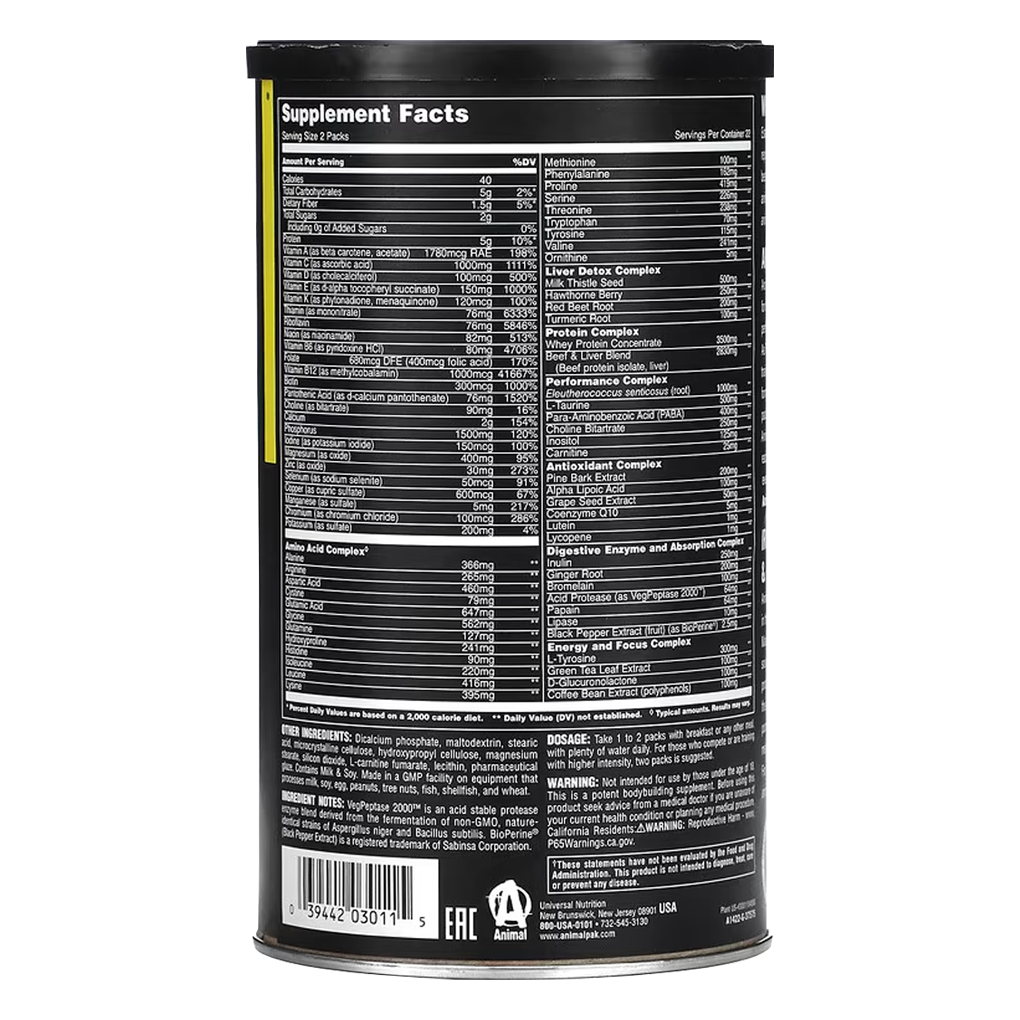 Universal Nutrition, Animal Pak, The Ultimate Training Pack, 44 Packs Universal Nutrition, Animal Pak, The Ultimate Training Pack, 44 Packs