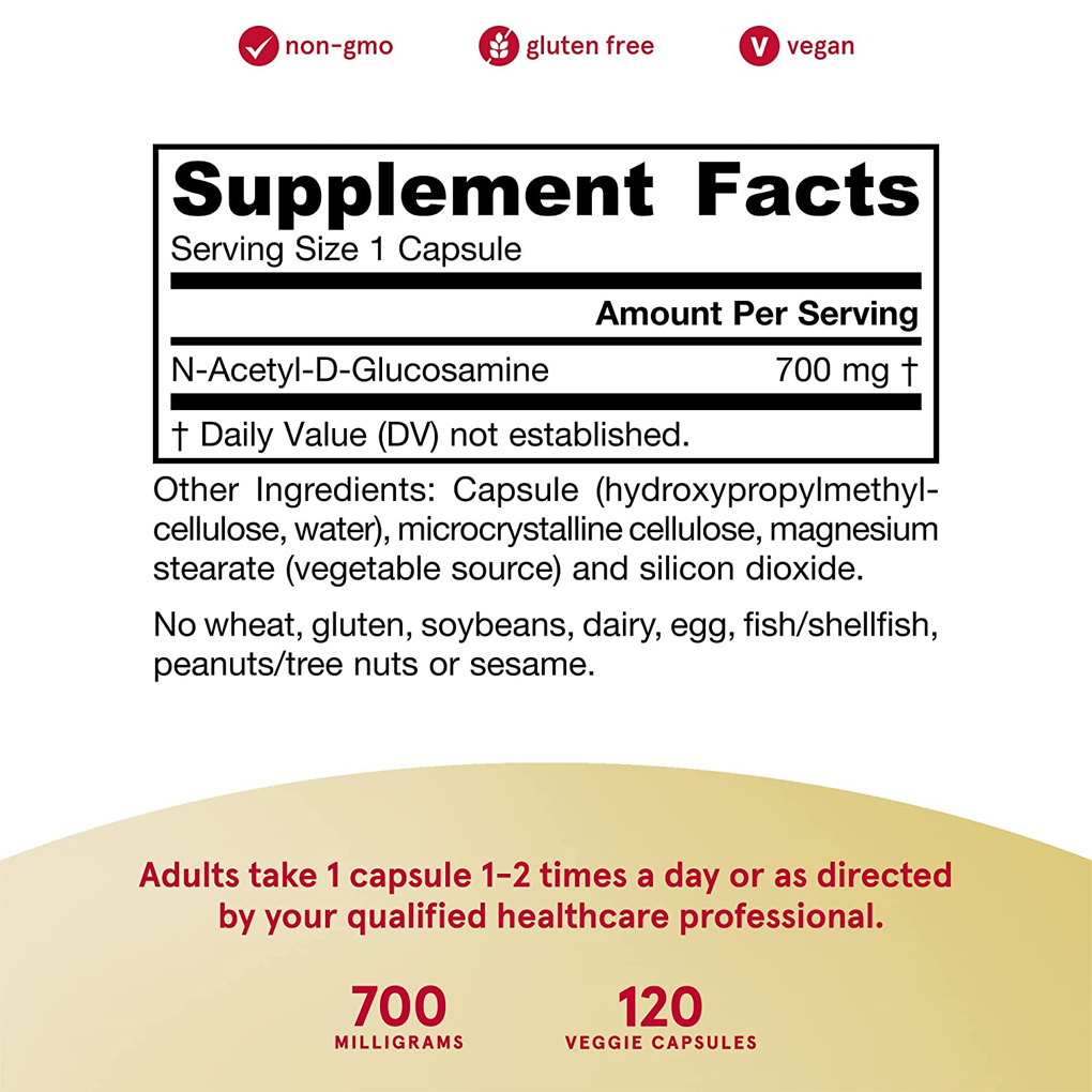Jarrow Formulas N-A-G (N-Acetyl-D-Glucosamine) 700 mg / 120 Veggie Caps