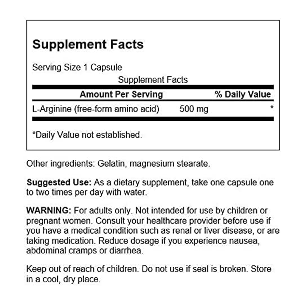 Swanson  Premium  L-Arginine  500 mg / 200 Capsules