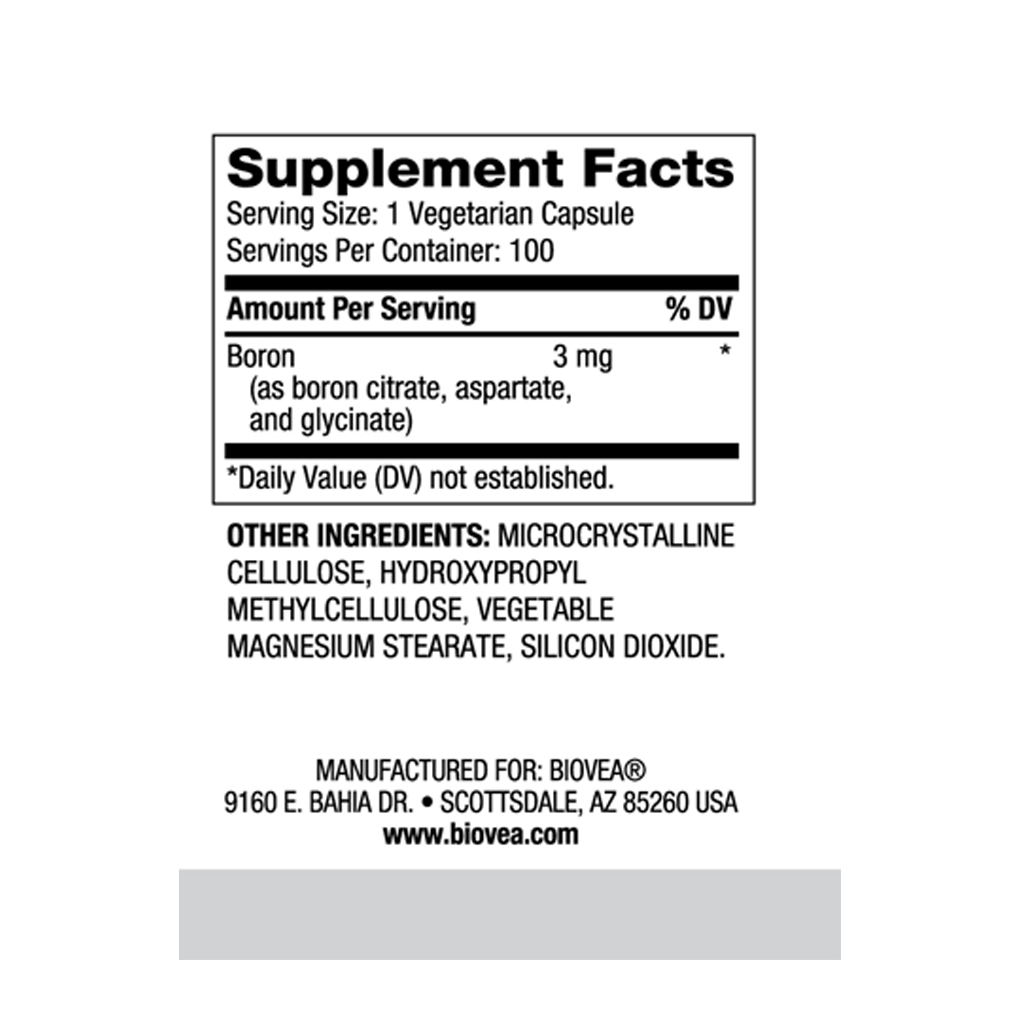 BIOVEA TRIPLE BORON 3 mg / 100 Capsules BIOVEA TRIPLE BORON 3 mg / 100 Capsules