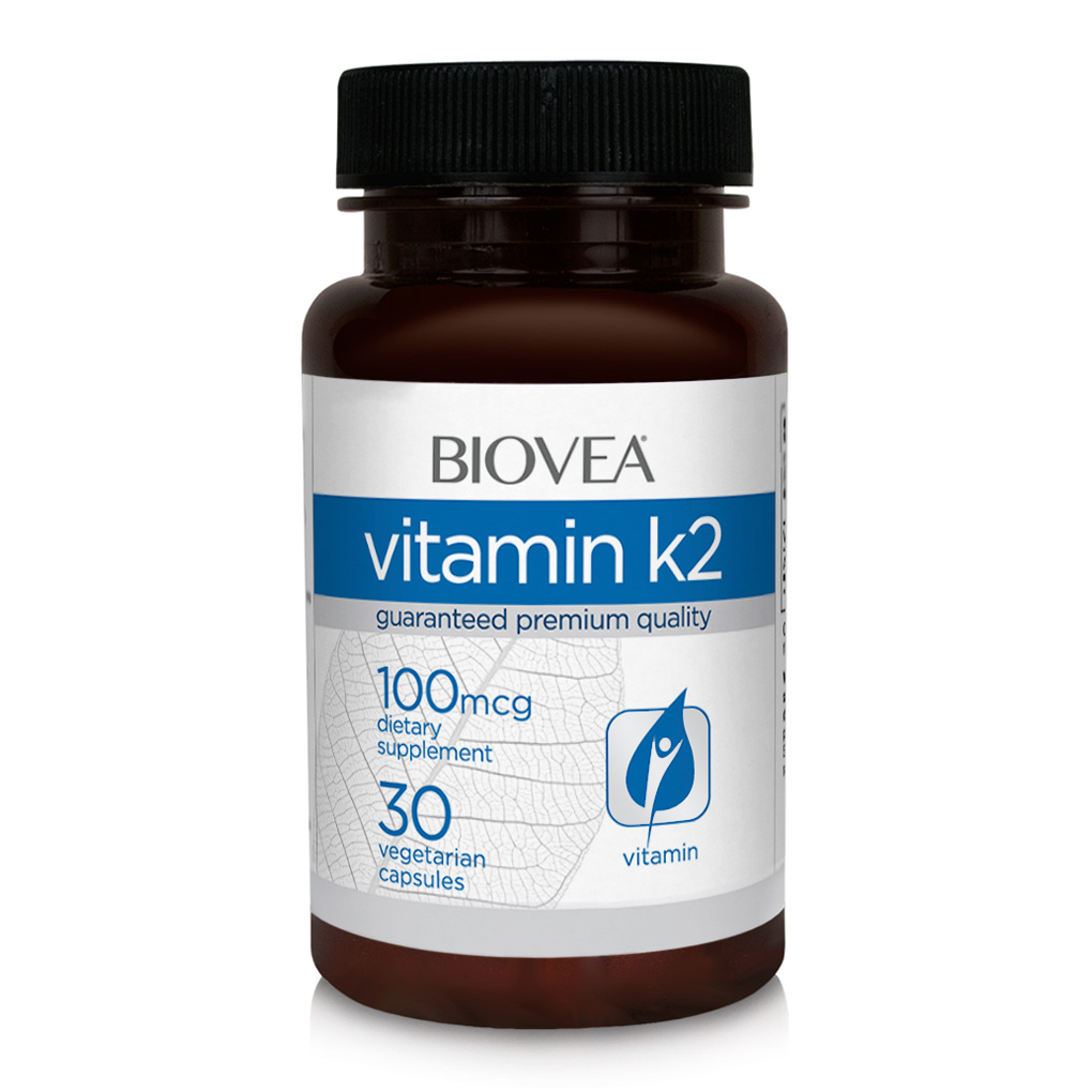 BIOVEA  VITAMIN K2 100 mcg  (with Alfalfa) / 30 Vegetarian Capsules