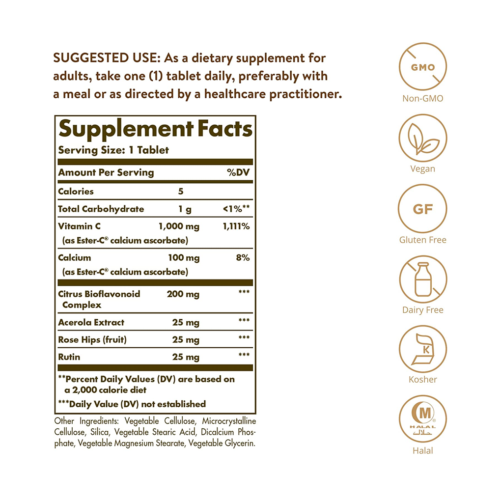 Solgar Ester-C Plus Vitamin C -1,000 mg /180 Tablets