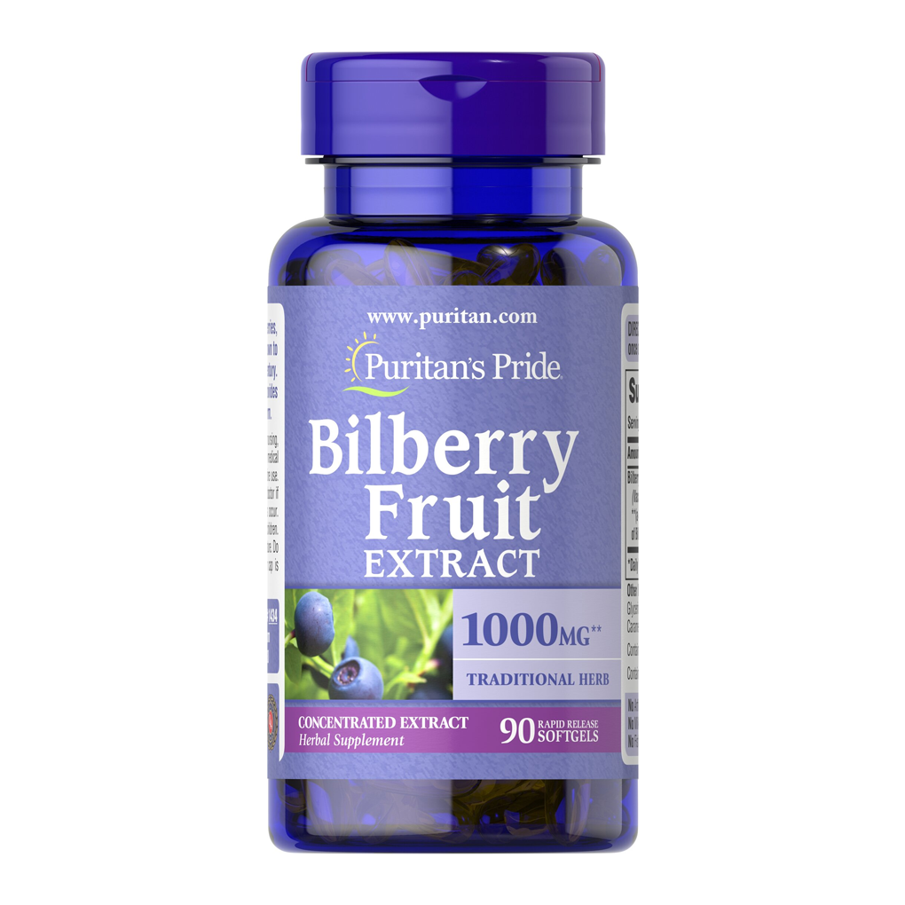 Puritan’s Pride Bilberry 4:1 Extract 1000 mg/ 90 Softgels