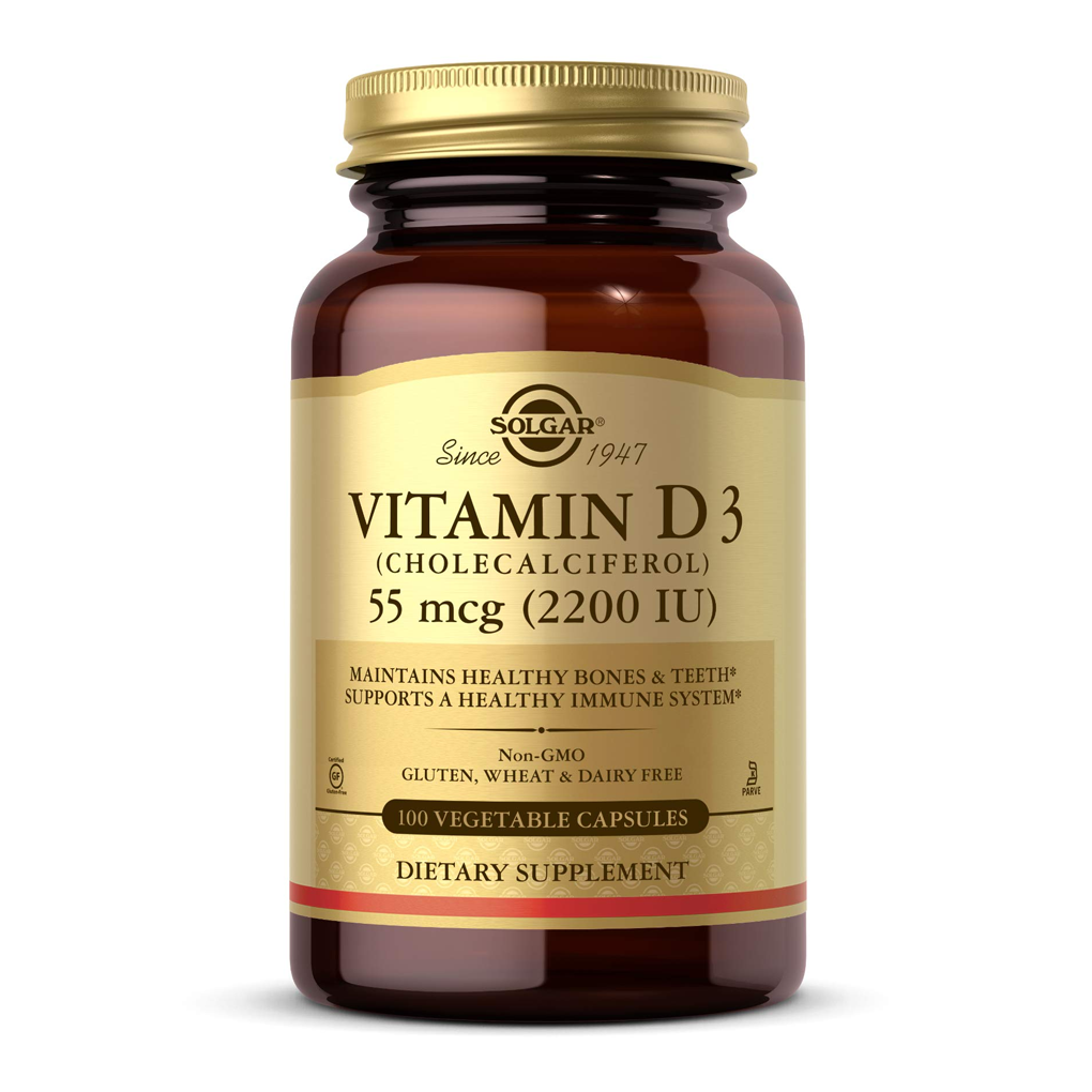 SOLGAR  Vitamin D3 (Cholecalciferol) 55 mcg (2200 IU) / 100 Vegetable Capsules