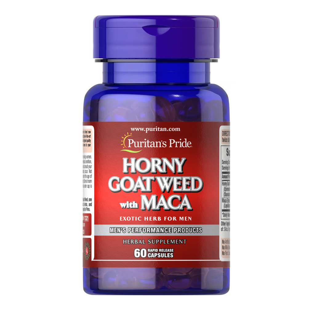 Puritan's Pride Horny Goat Weed with Maca 500 mg / 75 mg - 60 Rapid Release Capsules