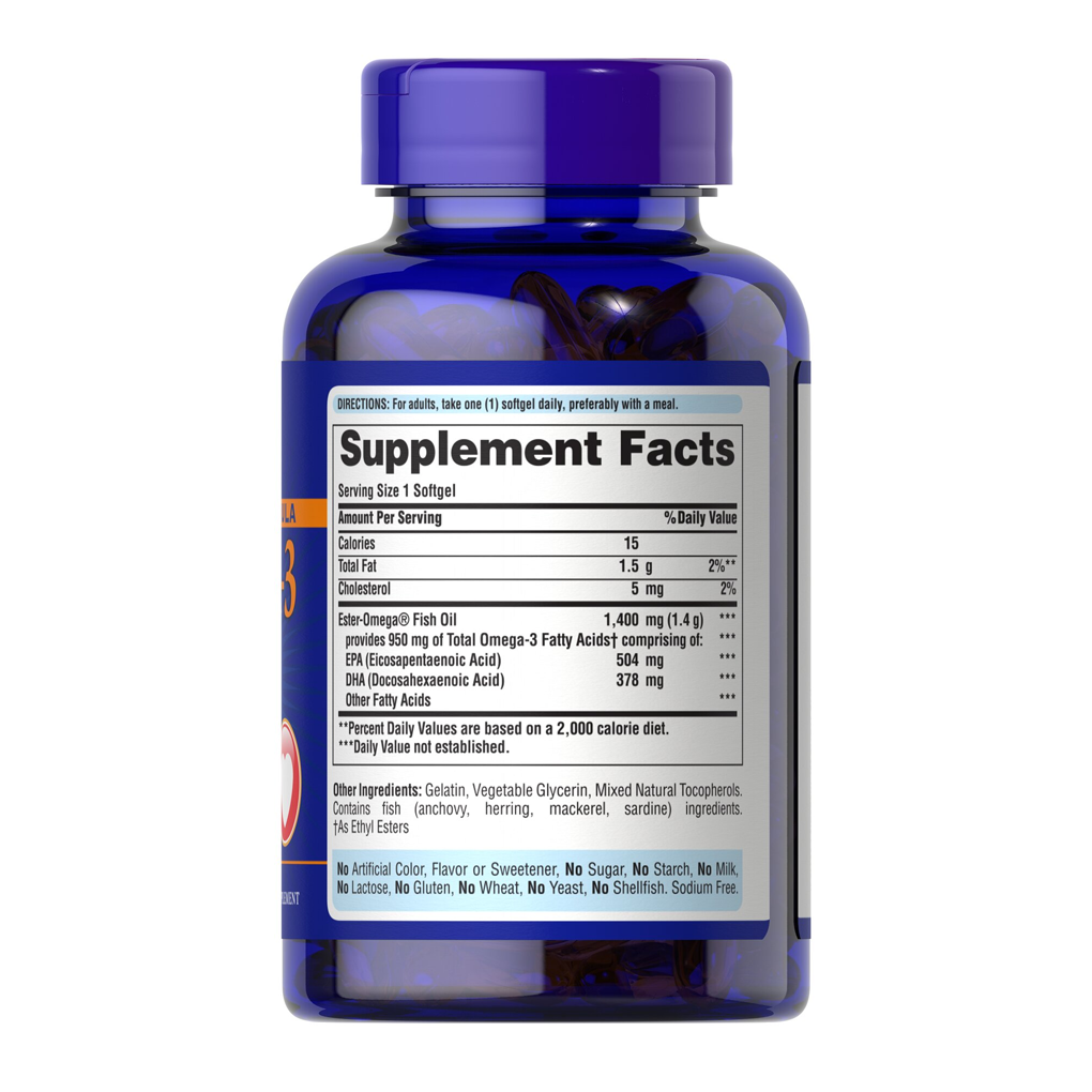 Puritan’s Pride One Per Day Omega-3 Fish Oil 1,400 mg (950 mg Active Omega-3) / 90 Softgels Puritan’s Pride One Per Day Omega-3 Fish Oil 1,400 mg (950 mg Active Omega-3) / 90 Softgels