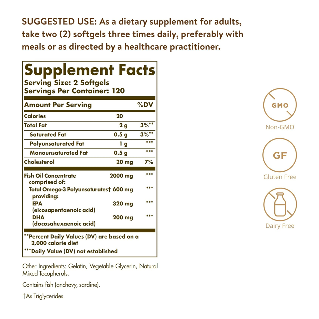 Solgar, Omega 3 Fish Oil Concentrate / 240 Softgels