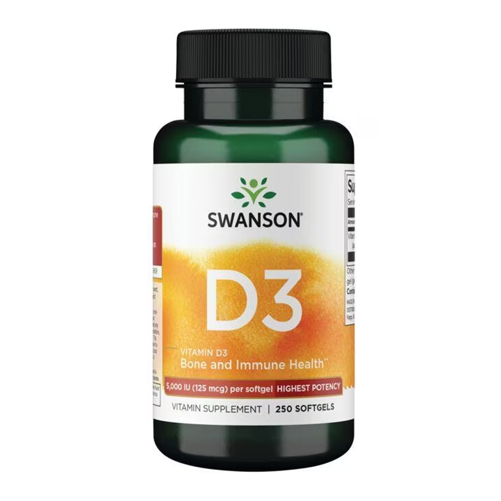 Swanson Premium  Vitamin D3 - Highest Potency 5,000 IU (125 mcg) / 250 Softgels