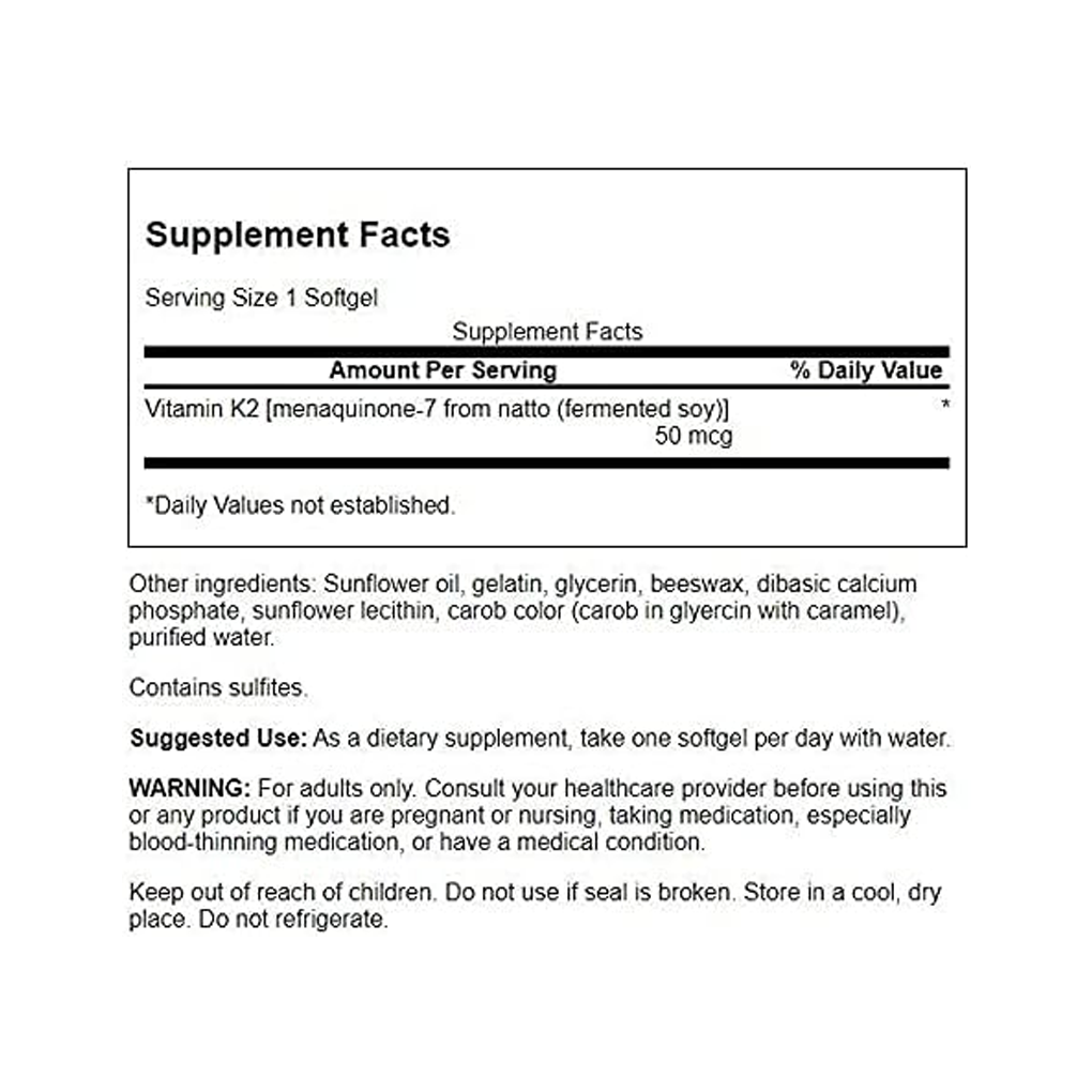 Swanson Ultra  Vitamin K2 - Natural 50 mcg / 30 Softgels