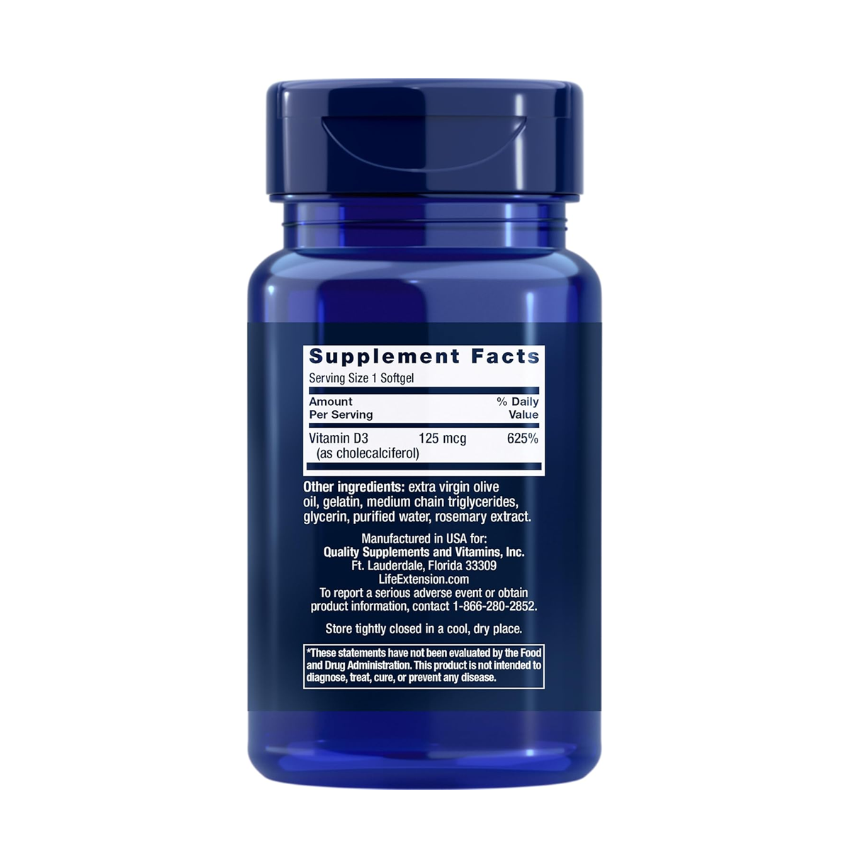 Life Extension  Vitamin D3 - 125 mcg (5000 IU) / 60 Softgels