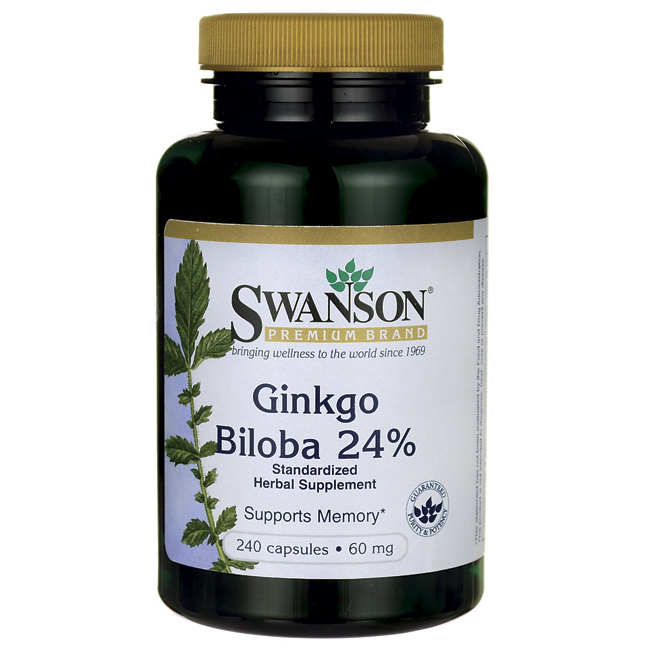 Swanson Premium Ginkgo Biloba Extract 24% - 60 mg /  240 Caps