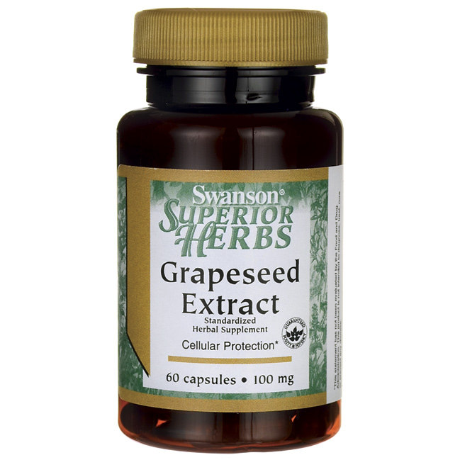  Swanson Superior Herbs Grapeseed Extract (Standardized) 100 mg / 60 Caps