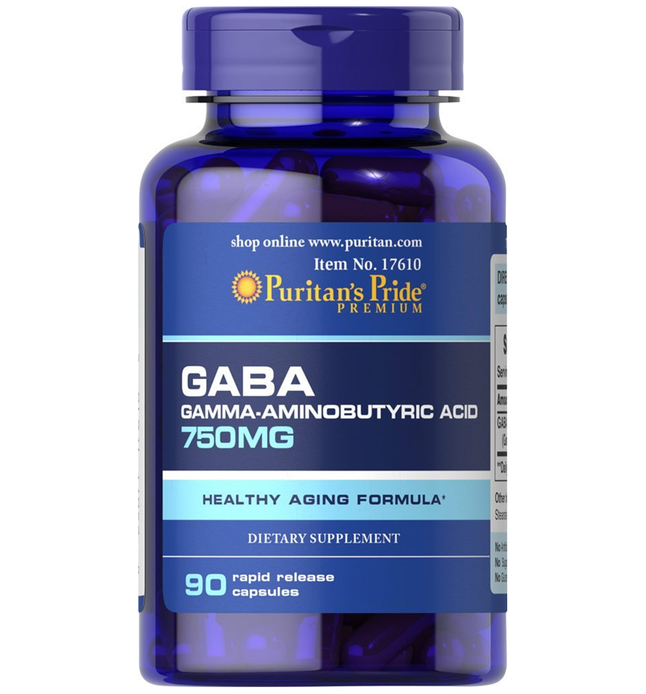 Puritan's Pride GABA (Gamma Aminobutyric Acid) 750 mg / 90 Capsules