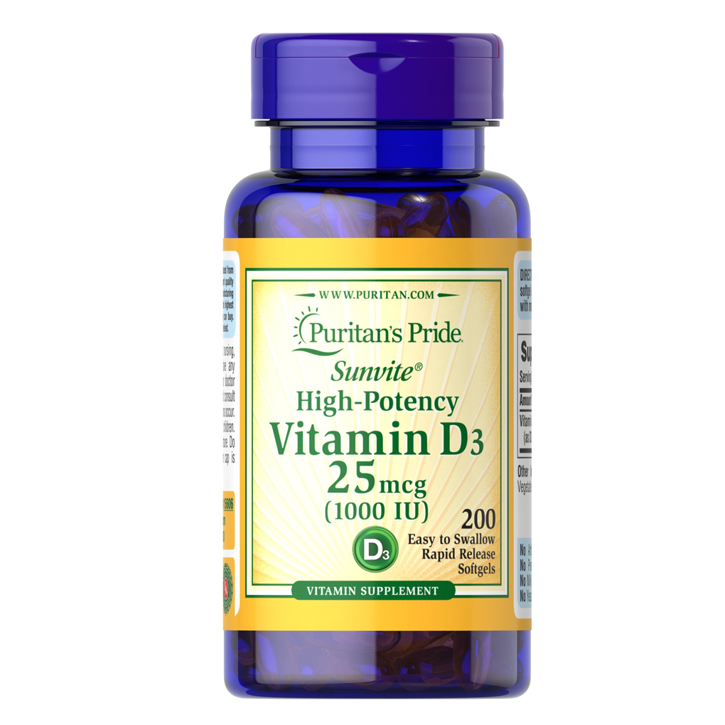 Puritan's Pride Vitamin D3 1000 IU / 200 Softgels