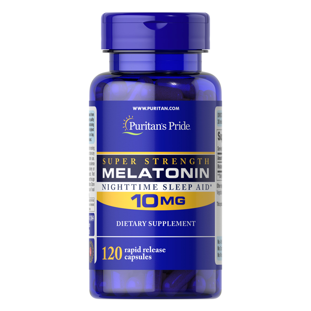Puritan's Pride Super Strength Melatonin 10 mg Nighttime Sleep Aid / 120 Capsules